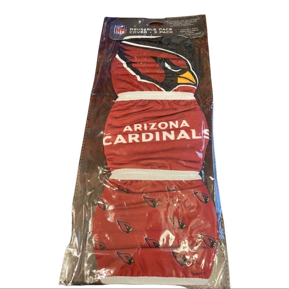 New in Package Arizona Cardinals NFL Football Face Covering Masks Set of 3
